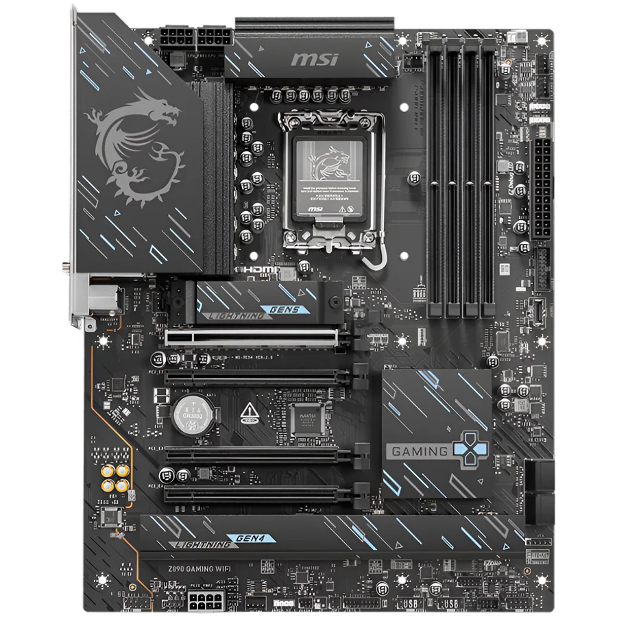 MSI Z890 GAMING WIFI, LGA 1851, Dual Channel DDR5 up to 8800(OC)MHz, 4x PCIe x16 slots, 3x M.2 slots, 6x USB 5Gbps A, 1x USB 20Gbps Type-C, 1x HDMI, 1x Type-C DP, 1x DP, 2.5Gbps LAN, Wi-Fi 7, 7.1 Audio, 3Y Warranty