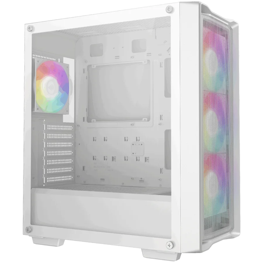 DeepCool CC560 MESH WH V2, Mid Tower, Mini-ITX/Micro-ATX/ATX, 2xUSB3.0, 1xAudio, 4x120mm Pre-Installed ARGB Fans, Tempered Glass, Mesh Panel, White, R-CC560-WHAMA4-G-2