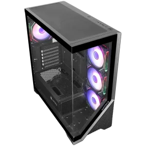 Chassis FC-AR17A-ARGB, 7 slots, 1 x Type C, 2 X USB 3.0, 4 x ARGB, remote, Without PSU, Black