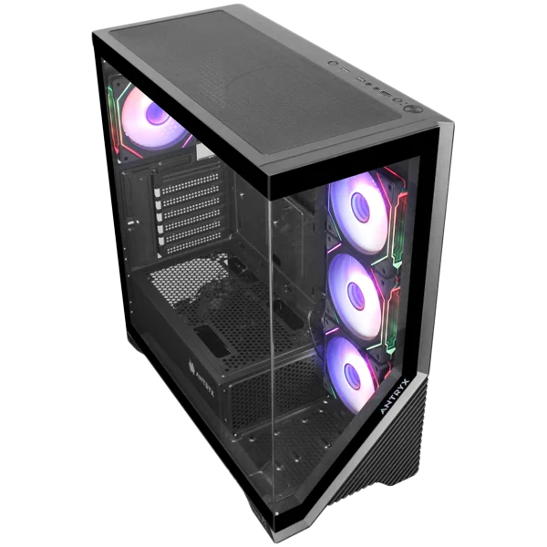 Chassis FC-AR17A-ARGB, 7 slots, 1 x Type C, 2 X USB 3.0, 4 x ARGB, remote, Without PSU, Black