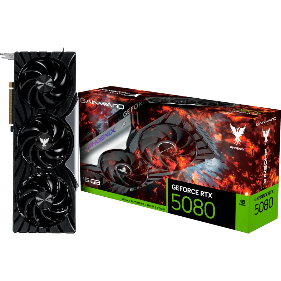 Gainward GeForce RTX 5080 Phoenix 16GB GDDR7, 256 bit, 1x HDMI 21b, 3x DP 21b, 3 Fan, 1x 16pin pwr connector, 850W, 331.9 x 133.1 x 60 mm,