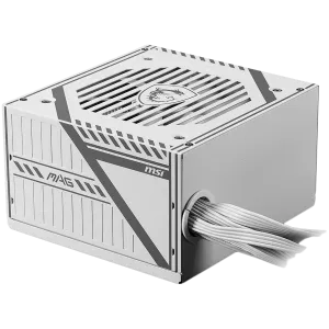 MSI MAG A650BNL WHITE Power Supply 650W, 80 PLUS Bronze, 120mm low noise Fan, Protections: OCP/OVP/OPP/OTP/SCP, Active PFC Design, Flat Cable Equipment, Dimensions: 150mmx140mmx86mm, 5Y Warranty