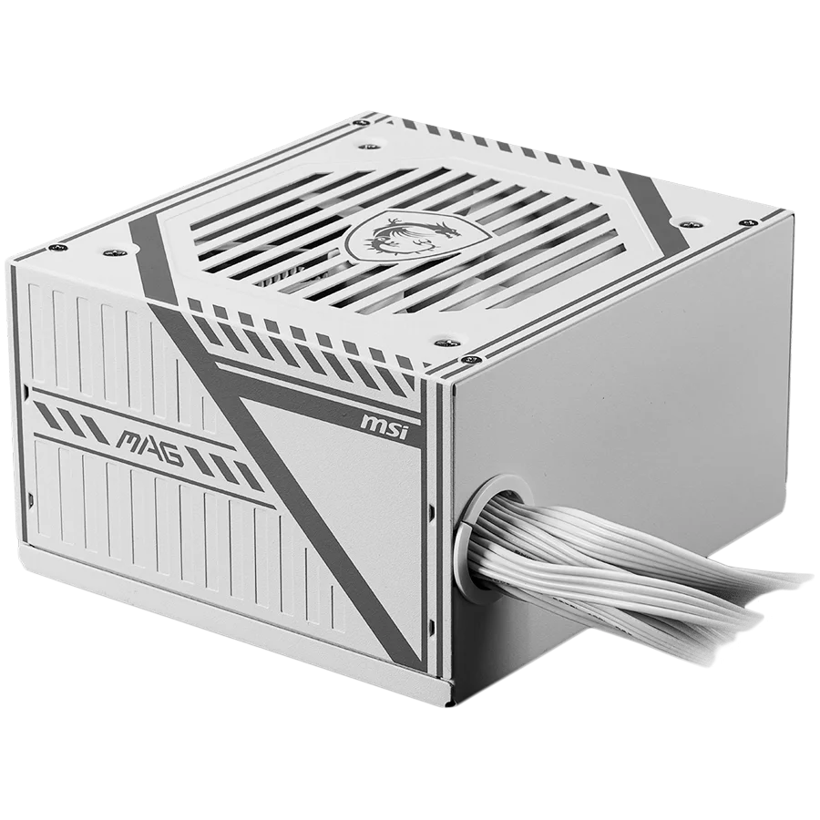 MSI MAG A650BNL WHITE Power Supply 650W, 80 PLUS Bronze, 120mm low noise Fan, Protections: OCP/OVP/OPP/OTP/SCP, Active PFC Design, Flat Cable Equipment, Dimensions: 150mmx140mmx86mm, 5Y Warranty