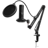 LORGAR Voicer 931, Gaming Microphone, Black, USB condenser microphone with boom arm stand, pop filter, tripod stand. including 1* microphone, 1*Boom Arm Stand with C-clamp, 1*shock mount, 1*pop filter, 1*windscreen cap, 1*2.5m type-C USB cable, 1* Extra t