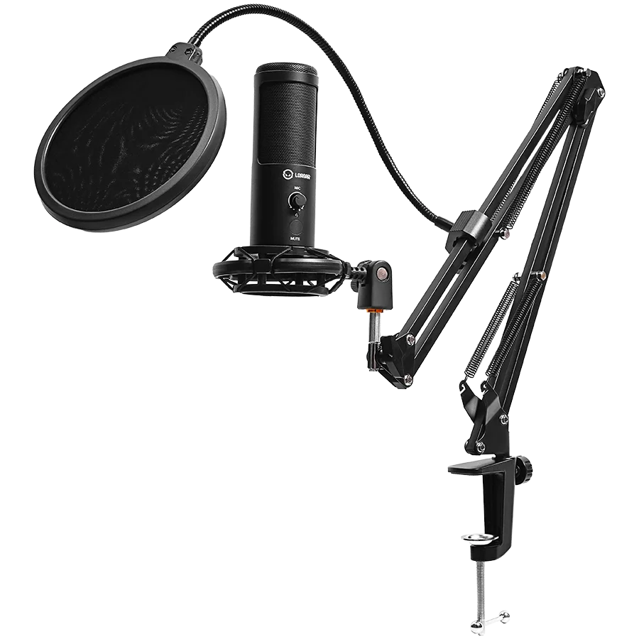 LORGAR Voicer 931, Gaming Microphone, Black, USB condenser microphone with boom arm stand, pop filter, tripod stand. including 1* microphone, 1*Boom Arm Stand with C-clamp, 1*shock mount, 1*pop filter, 1*windscreen cap, 1*2.5m type-C USB cable, 1* Extra t