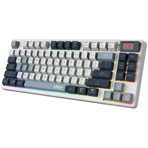 MSI FORGE GK600 TKL WIRELESS SKY - Hot-Swappable Mechanical Switches, PBT Keycaps, Sound-Dampening Foam and Gaskets, Integrated Display, RGB LED, 2.4GHz, BT, USB-C