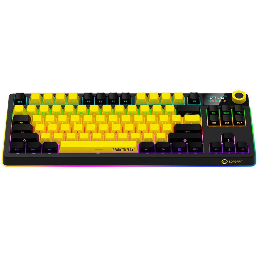 LORGAR KBP70TKLW, Wireless TKL Mechanical Gaming Keyboard Pro, Black/yellow, EN layout LORGAR KBP70TKLW, Wireless TKL Mechanical Gaming Keyboard Pro, Black/yellow, EN layout