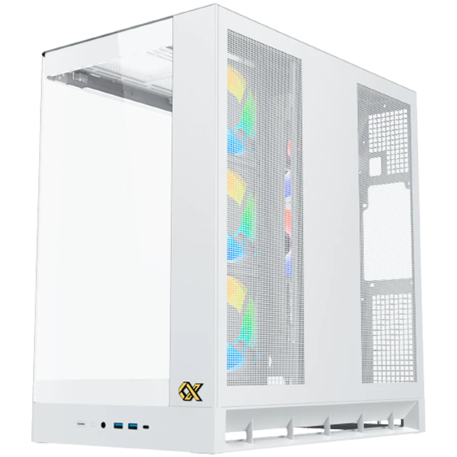 PANO II AIR Arctic EN48524 (WH,EATX,U3x2+Type C,Mesh Top+Curved TG,6PCS H22A WH Reverse & 2PCS H22A WH,ARGB & PWM Remote Control)