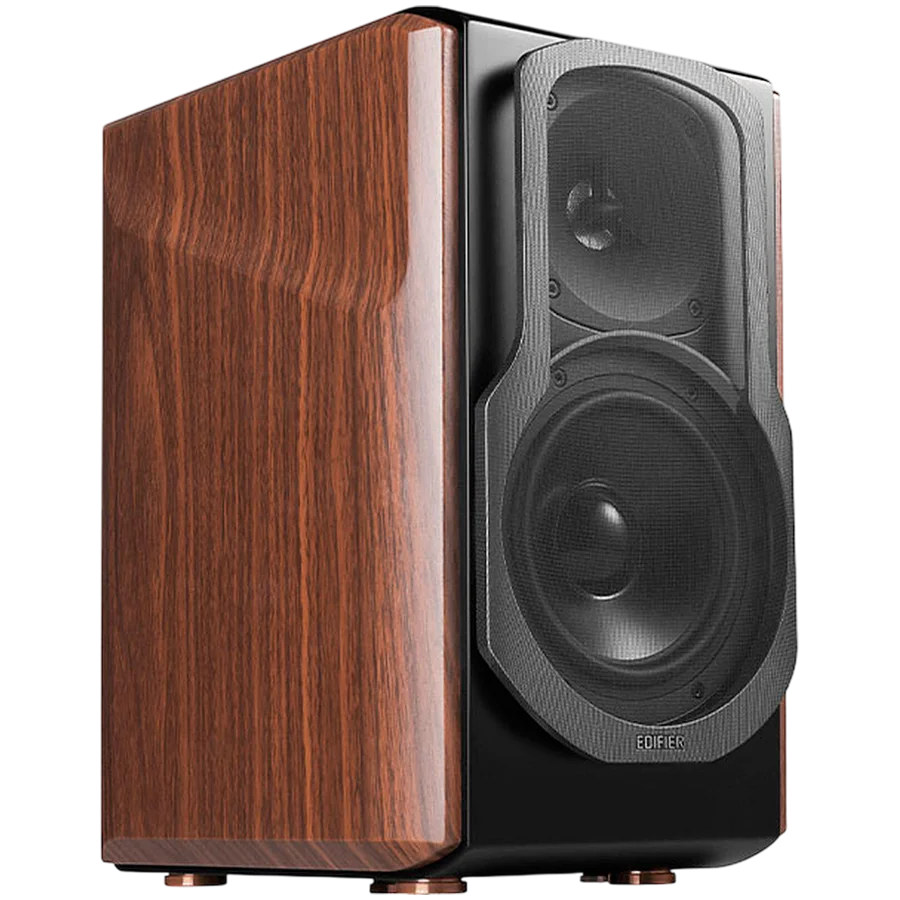 Edifier S2000MKIII Active Bookshelf Speakers, Bluetooth V5.0, Optical, Coaxial, Dual RCA Inputs, Planar diaphragm tweeters and aluminum diaphragm drivers, 130W (RMS), 4 EQ Presets, Control Knobs and Remote Control, Brown