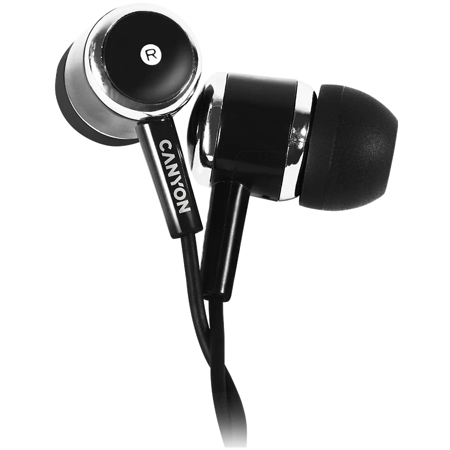 CANYON Stereo earphones with microphone, Black CANYON Stereo earphones with microphone, Black
