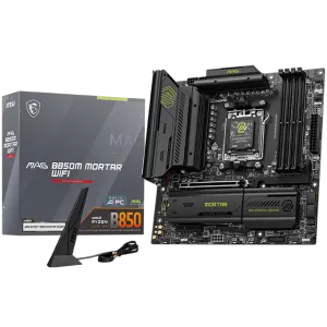 MSI B850M MORTAR WIFI, mATX, Socket AM5, 4x DDR5 Dual Channel DDR5 up to 8200(OC)MHz, 1x PCIe x16 slot, 3x M.2 slot, 4x USB 5Gbps, 1x USB 10Gbps Type-C, 1x USB 20Gbps Type-C, HDMI, DP, 7.1 HD Audio, 5G LAN, WiFI 7, BT, 3Y