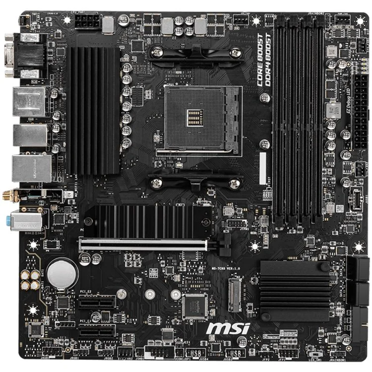 MSI B550M PRO-VDH WIFI,m-ATX,Socket AM4,AMD B550 Chipset,4 DIMMs,Dual Channel DDR4 up to 4400+(OC)MHz,1x PCIe 4.0/3.0 x16 slot,2x M.2 slots,4x USB 3.2 Gen 1,2x USB 2.0,1x HDMI,1x DP,1x VGA,WiFi,1G LAN,7.1 Audio,3y warranty