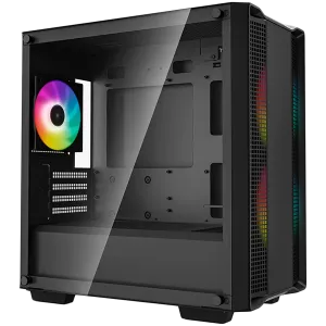 DeepCool CC360 ARGB, Mid Tower, Mini-ITX/Micro-ATX, 1xUSB3.0, 1xUSB2.0, 1xAudio, 3x120mm Pre-Installed ARGB Fans, Tempered Glass, Mesh Panel, Black, R-CC360-BKAPM3-G-1