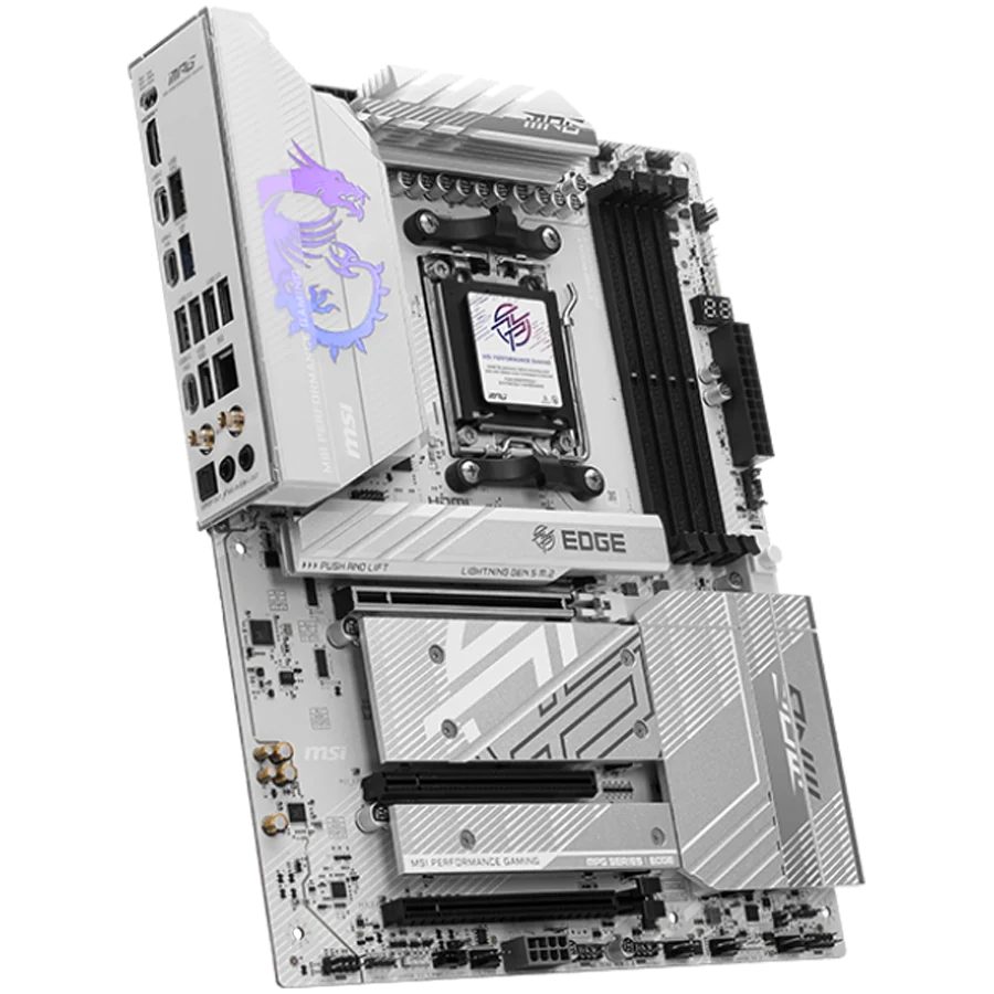 MSI MPG B850 EDGE TI WIFI, ATX, Socket AM5, 4x DDR5 Dual Channel DDR5 up to 8400(OC)MHz, 3x PCIe 3.0 x16 slot, 4x M.2 slot, 4x USB 2.0, 1x USB 5Gbps, 2x USB 10Gbps, 3x USB 10Gbps Type-C, HDMI, 7.1 HD Audio, 5G LAN, WiFI 7, BT, 3Y