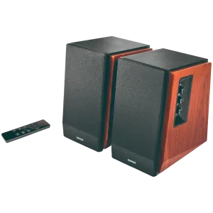 Edifier R1700BTs .0 Bookshelf Speakers, BT V5.1, RCA, 0.75-inch Tweeters, 4-inch Drivers, Sub-Out, 66W (RMS), Control Knobs and Remote Control, Brown