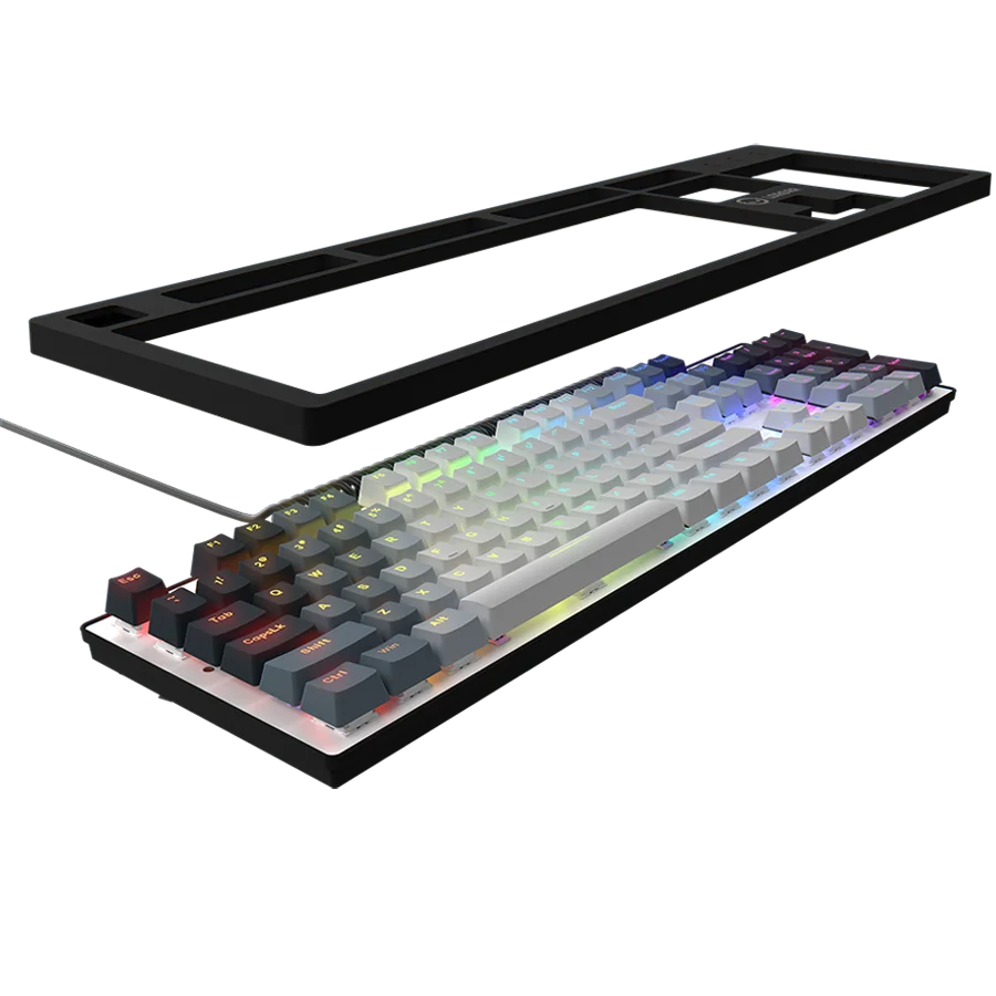 LORGAR Azar 514, Wired mechanical gaming keyboard, RGB backlight, 1680000 colour variations, 18 modes, keys number: 104, 50M clicks, linear dream switches, spring cable up to 3.4m, ABS plastic+metal, magnetic cover, 450*136*39mm, 1.17kg, white, EN layout
