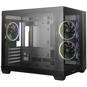 DeepCool CG330-3F, Mid Tower, Mini-ITX/Micro-ATX(Rear Connector), 1xUSB3.0, 2xUSB2.0, 1xAudio, 3x120mm Pre-Installed ARGB Fans, Tempered Glass, Mesh Panel, Black, R-CG330-BKNGM3-G