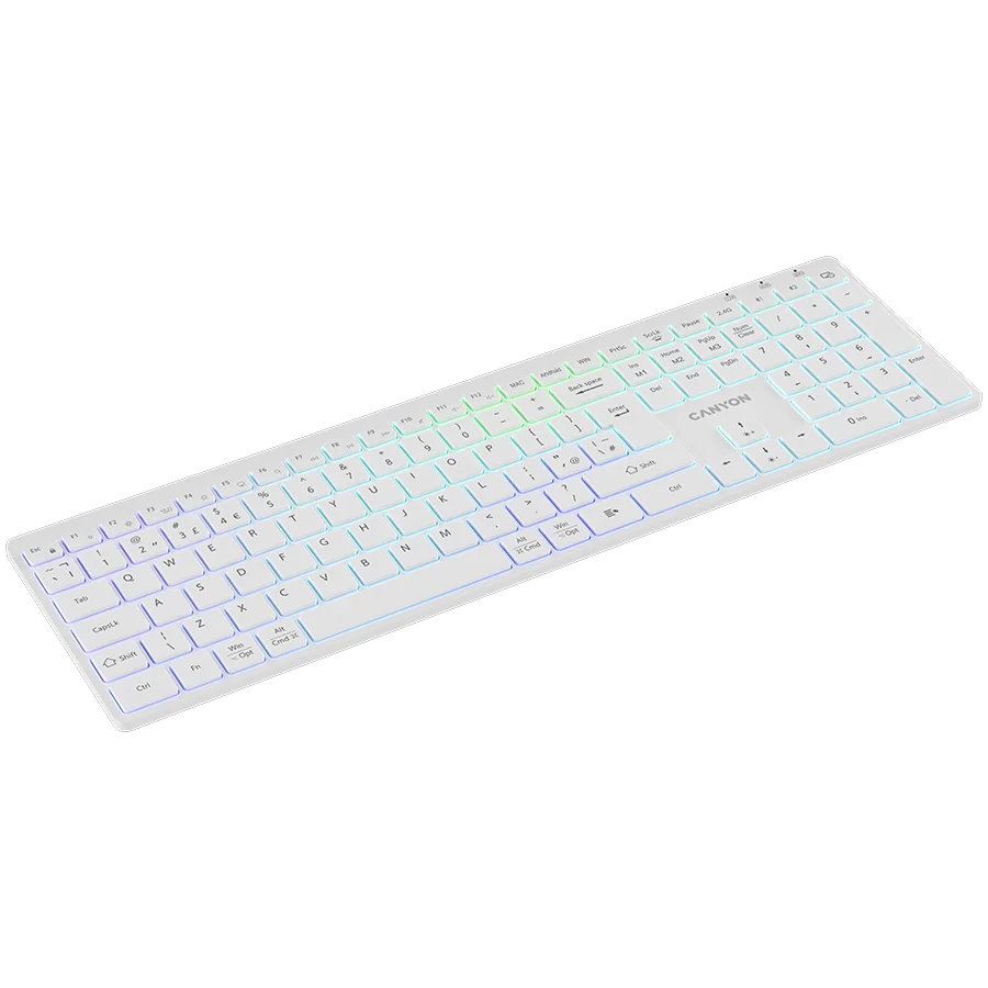 CANYON keyboard HKB-W11 UK/US RGB Dual Mode Wireless White CANYON keyboard HKB-W11 UK/US RGB Dual Mode Wireless White