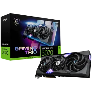 MSI Video Card Nvidia GeForce RTX 5070 12G GAMING TRIO OC, 12GB GDDR7, 192bit, Effective Memory Clock: 28000MHz, Boost: 2610 MHz, 6144 CUDA Cores, PCIe 5.0, 3x DP 2.1b, HDMI 2.1b, RAY TRACING, Triple Fan, 1x16pin, 650W Recommended PSU, 3Y