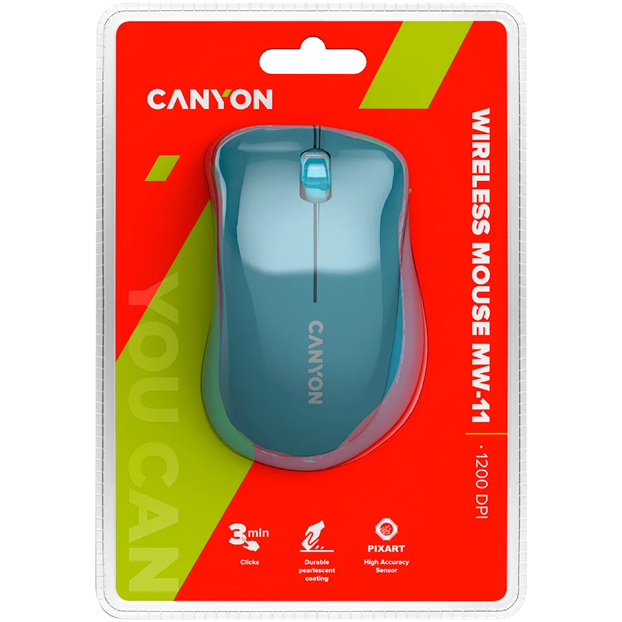 CANYON MW-11, 2.4 GHz  Wireless mouse ,with 3 buttons, DPI 1200, Battery:AAA*2pcs  ,Blue67*109*38mm 0.063kg