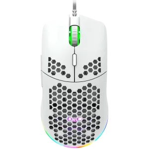 CANYON Puncher GM-11, Gaming Mouse with 7 programmable buttons, Pixart 3519 optical sensor, 4 levels of DPI and up to 4200, 5 million times key life, 1.65m Ultraweave cable, UPE feet and colorful RGB lights, White, size:128.5x67x37.5mm, 105g