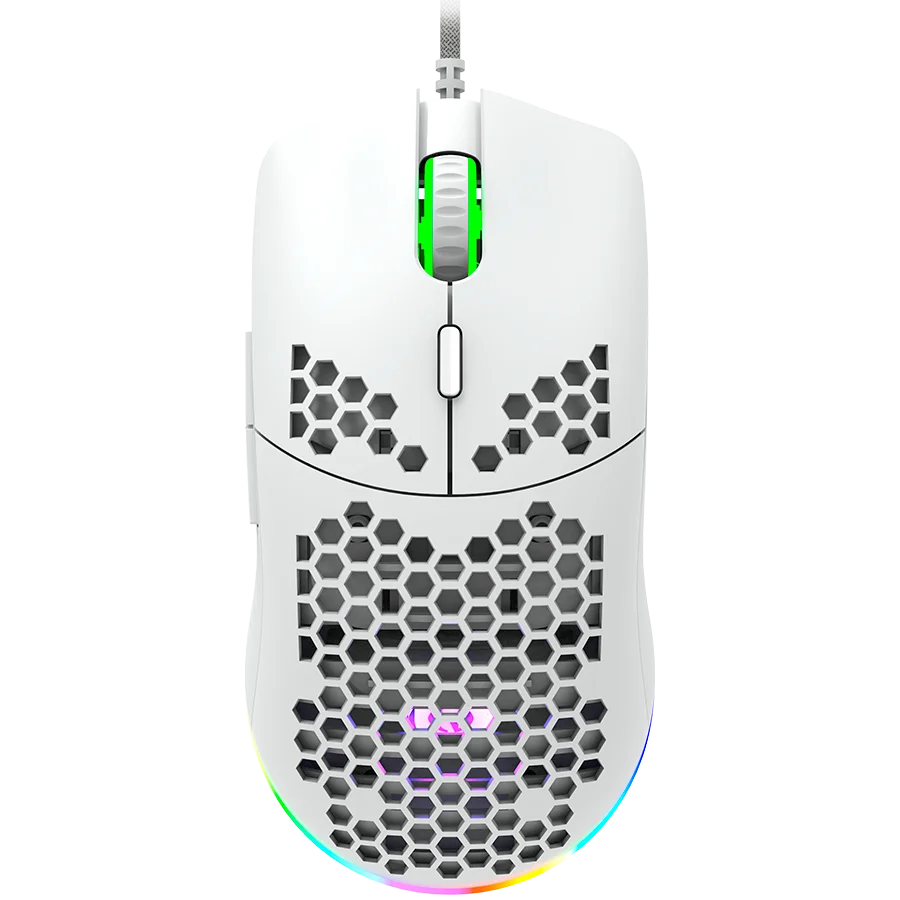 CANYON Puncher GM-11, Gaming Mouse with 7 programmable buttons, Pixart 3519 optical sensor, 4 levels of DPI and up to 4200, 5 million times key life, 1.65m Ultraweave cable, UPE feet and colorful RGB lights, White, size:128.5x67x37.5mm, 105g