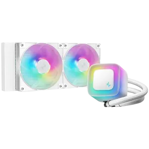 DeepCool LE240 WH V2, 240mm CPU Liquid Cooler, 2x120mm PWM ARGB Fans, ARGB block, White, LGA1851/1700/1200/1151/1150/1155, AMD AM5/AM4, R-LE240-WHAMMN-G-2, 3Y