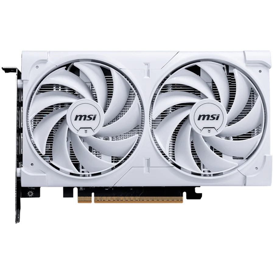 MSI Video Card NVIDIA GeForce RTX 5060 8G VENTUS 2X OC WHITE, 8GB GDDR7, 128-bit, 2535 MHz Boost, 3840 CUDA Cores, PCIe 5.0 (x8), 3x DP 2.1b, HDMI 2.1b, RAY TRACING, Dual Fan, 145W TDP, 8-pin PCIe Power, G-SYNC, 2-Slot, 3Y