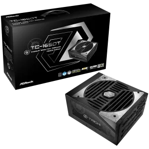 Asrock TC-1650T, 1650W, 80 Plus Titanium, Fully Modular PSU, Japanese Capacitors, 2x EPS 12V CPU(4+4pin), 2x PCIe5.1 (12+4pin), 8x PCIe (6+2pin), 6x 4-pin connectors, 12x SATA, OCP, SCP, OVP, UVP, OTP, OPP protections, 135 mm Axial Fan, ATX 3.1