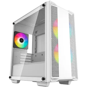 DeepCool CC360 ARGB WH, Mid Tower, Mini-ITX/Micro-ATX, 1xUSB3.0, 1xUSB2.0, 1xAudio, 3x120mm Pre-Installed ARGB Fans, Tempered Glass, Mesh Panel, White, R-CC360-WHAPM3-G-1