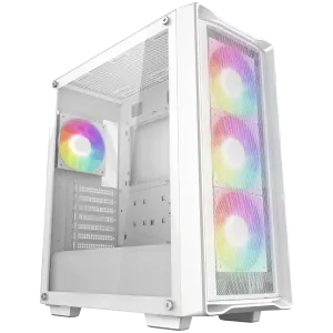 DeepCool CC560 MESH WH V2, Mid Tower, Mini-ITX/Micro-ATX/ATX, 2xUSB3.0, 1xAudio, 4x120mm Pre-Installed ARGB Fans, Tempered Glass, Mesh Panel, White, R-CC560-WHAMA4-G-2