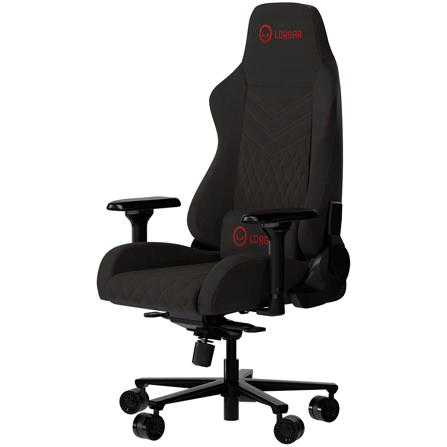 LORGAR Ace 422, Gaming chair, Anti-stain durable fabric, 1.8 mm metal frame, multiblock mechanism, 4D armrests, 5 Star aluminium base, Class-4 gas lift, 75mm PU casters, Black + red