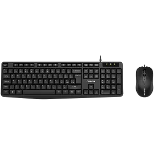 CANYON USB standard KB, water resistant BG layout bundle with optical 3D wired mice 1000DPI black