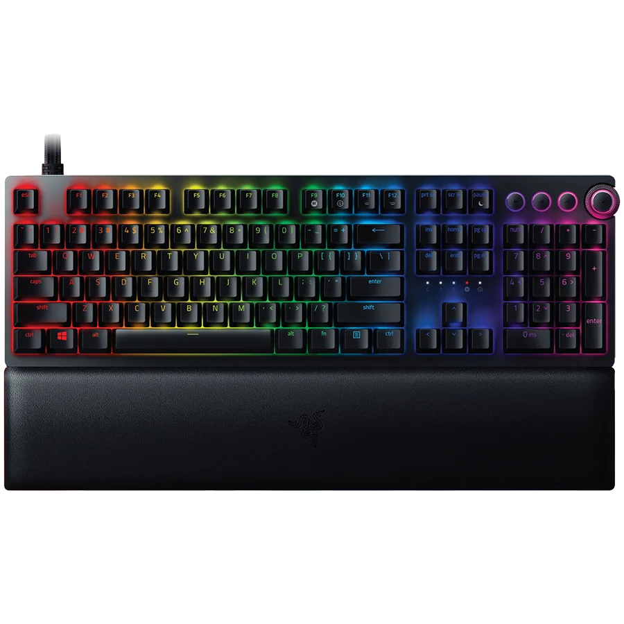 Razer Huntsman V2 Analog (Analog Switch), Optical Gaming Keyboard, US Layout, Doubleshot PBT Keycaps, Sound Dampening Foam, Razer Chroma™ RGB, Up to 8000Hz polling rate, Aluminum matte top plate