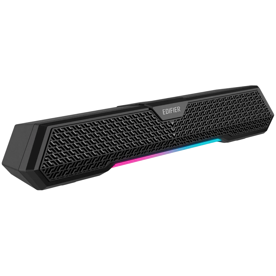 Edifier MG250 2.0 Desktop Soundbar, Bluetooth V5.3, USB-A soundcard input, 2-inch full-range drivers 5W (RMS) output, RGB light strip with companion app control, Built-in MEMS microphone with noise-cancellation, One-touch touch-panel control, Black