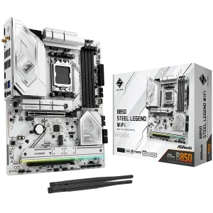 ASROCK MB Desktop B850 STEEL LEGEND WIFI, AM5, 4x DDR5, 1x PCIe 5.0 x16, 1x Blazing M.2(PCIe Gen5x4), 3x Hyper M.2, 4x SATA3, RAID 0, 1, 10, 7.1 CH HD Audio, 1x HDMI, 9x USB 3.2, 8x USB 2.0, 3x USB-C, 2.5G LAN, 2x Wi-Fi 7, 1x HDMI, 1x SPDIF, ATX