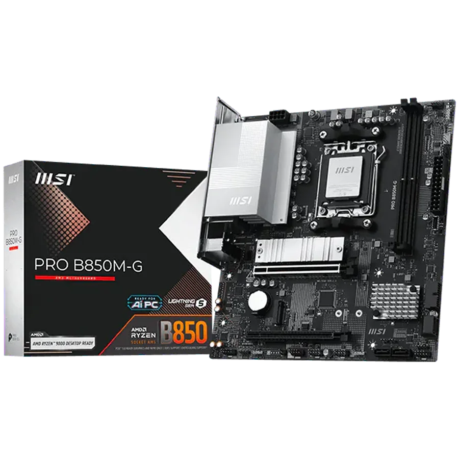 MSI Main Board PRO B850M-G (AM5, 2x DDR5, 1x HDMI, 1xDP, 2x PCI-E x16, 2x M.2, Realtek 8126VB 5G LAN) mATX