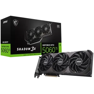 MSI Video Card NVIDIA GeForce RTX 5060 Ti 8G SHADOW 3X OC CLASSIC, 8GB GDDR7, 128-bit, 2602 MHz Boost, 4608 CUDA Cores, PCIe 5.0 (x8), 3x DP 2.1b, HDMI 2.1b, RAY TRACING, Triple Fan, 180W TDP, 8-pin PCIe Power, G-SYNC, 2-Slot, 3Y