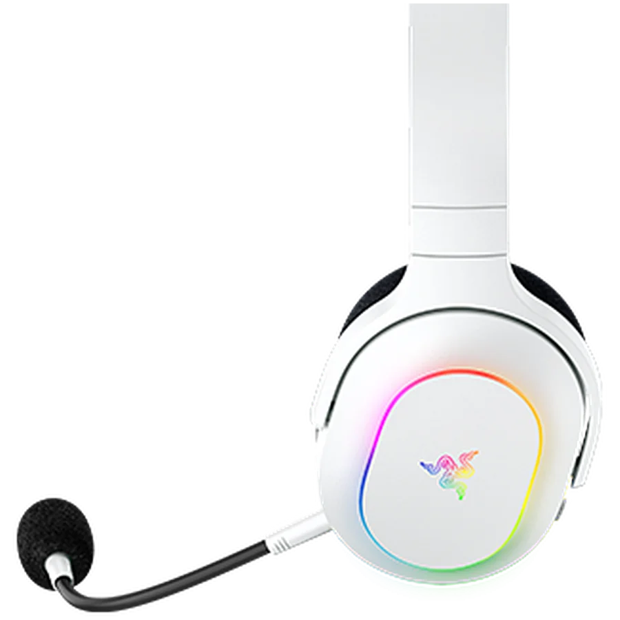 Razer Barracuda X Chroma, Gaming Headset, White, Oval Ear Cushions, 2.4 GHz Wireless / Bluetooth, Breathable Fabric with Memory Foam Cushions, Detachable Razer™ HyperClear Cardioid Mic, 7.1 Surround sound: Only available on Windows 10 64-bit (or higher)