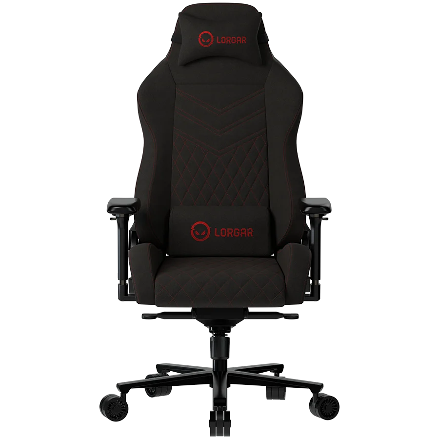 LORGAR Ace 422, Gaming chair, Anti-stain durable fabric, 1.8 mm metal frame, multiblock mechanism, 4D armrests, 5 Star aluminium base, Class-4 gas lift, 75mm PU casters, Black + red