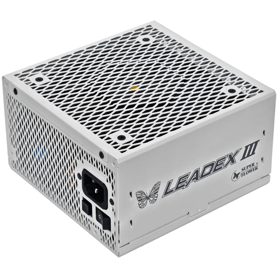 Super Flower Leadex III Gold 1000W ATX 3.1 80 Plus Gold, Fully Modular, Flat White Cables, 140mm Fan, White, 7 Year Warranty