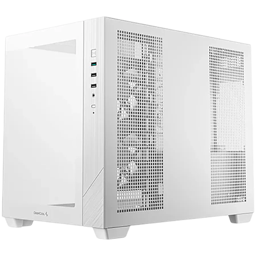 DeepCool CG330-3F WH, Mid Tower, Mini-ITX/Micro-ATX(Rear Connector), 1xUSB3.0, 2xUSB2.0, 1xAudio, 3x120mm Pre-Installed ARGB Fans, Tempered Glass, Mesh Panel, White, R-CG330-WHNGM3-G