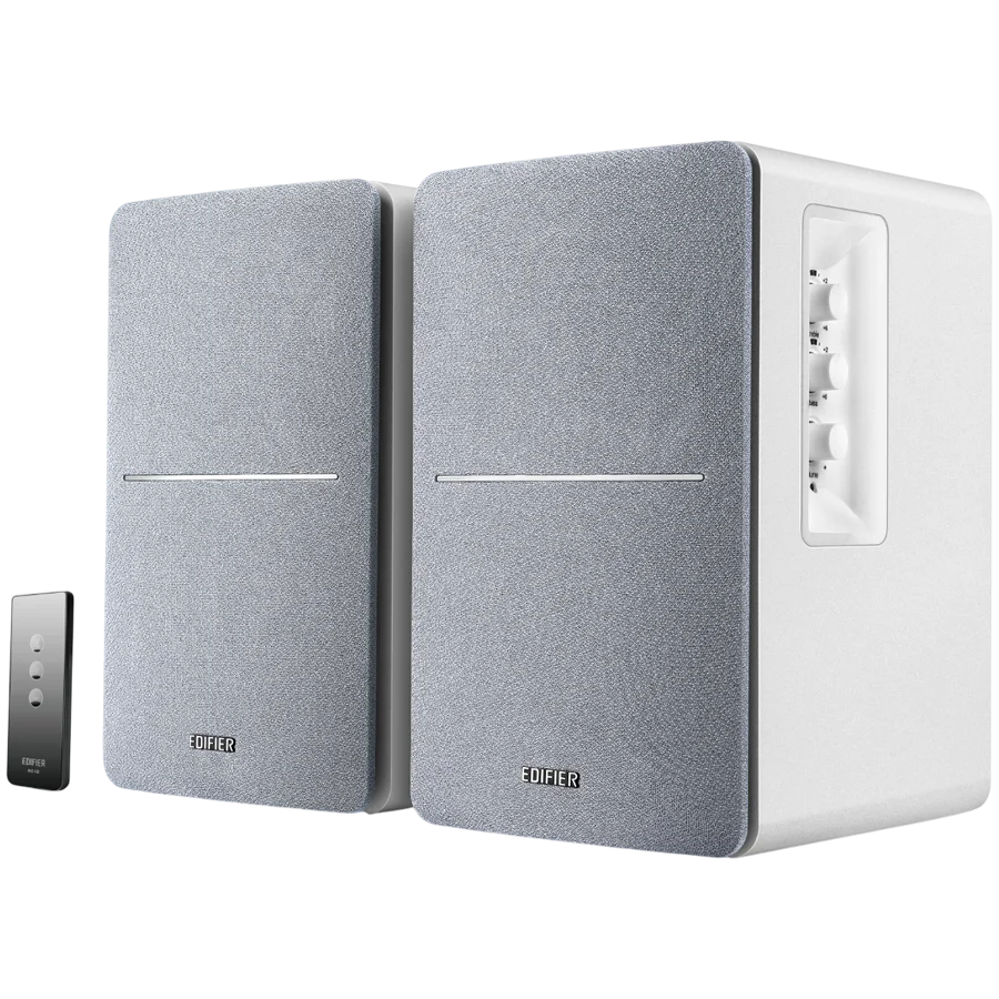 Edifier R1280T 2.0 Bookshelf Speakers, RCA, 0.5-inch Tweeters, 4-inch Drivers, 42W (RMS), Control Knobs and Remote Control, White Edifier R1280T 2.0 Bookshelf Speakers, RCA, 0.5-inch Tweeters, 4-inch Drivers, 42W (RMS), Control Knobs and Remote Control, White