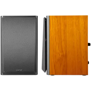 Edifier R1000T4 2.0 Bookshelf Speakers, RCA, 0.5-inch Tweeters, 4-inch Drivers, 24W (RMS), Control Buttons, Brown