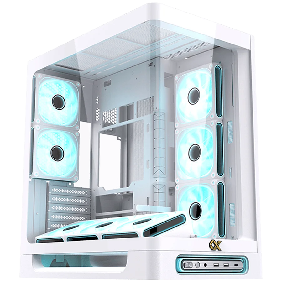 Heaven Air Arctic EN49606 (WH,U3x2+Type C,Curved TG,6PCS J20A PWM WH Reverse & 2PCS J20A PWM WH,ARGB & PWM Remote Control Box)