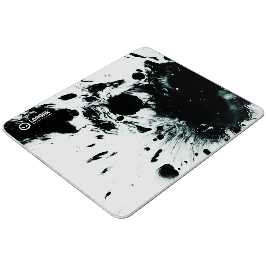 Full print white and black design, Bottom is black rubber with embossed LORGAR logo, with double side edge stitching