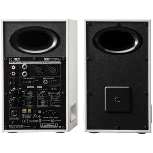 Edifier MR5 Active Studio Monitors (Tri-amped), BT V6.0, Balanced XLR, Balanced TRS, RCA and AUX, with headphone output, 5-inch woofers, 3.75-inch mid-range drivers, and 1-inch silk dome tweeters, 110W (RMS), Room Acoustic Compensation, White