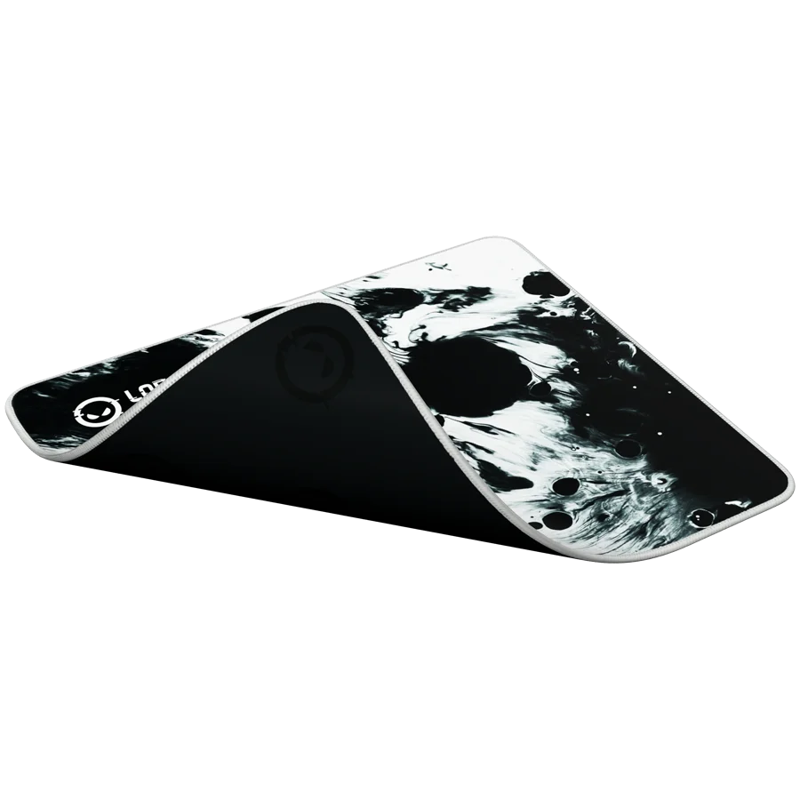 full print white and black design, bottom is black rubber with embossed LORGAR logo with double side edge stitching