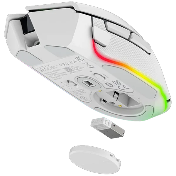 Razer Basilisk V3 Pro 35K, White, Gaming Mouse, HyperSpeed Wireless, Bluetooth, Focus Pro 35K Optical Sensor Gen-2, 35000 DPI, Configurable Razer HyperScroll Tilt Wheel, Up to 140 Hours on Razer™ HyperSpeed Wireless