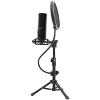 LORGAR Voicer 721, Gaming Microphone, Black, USB condenser microphone with tripod stand, pop filter, including 1 microphone, 1 Height metal tripod, 1 plastic shock mount, 1 windscreen cap, 1,2m metel type-C USB cable, 1 pop filter, 154.6x56.1mm
